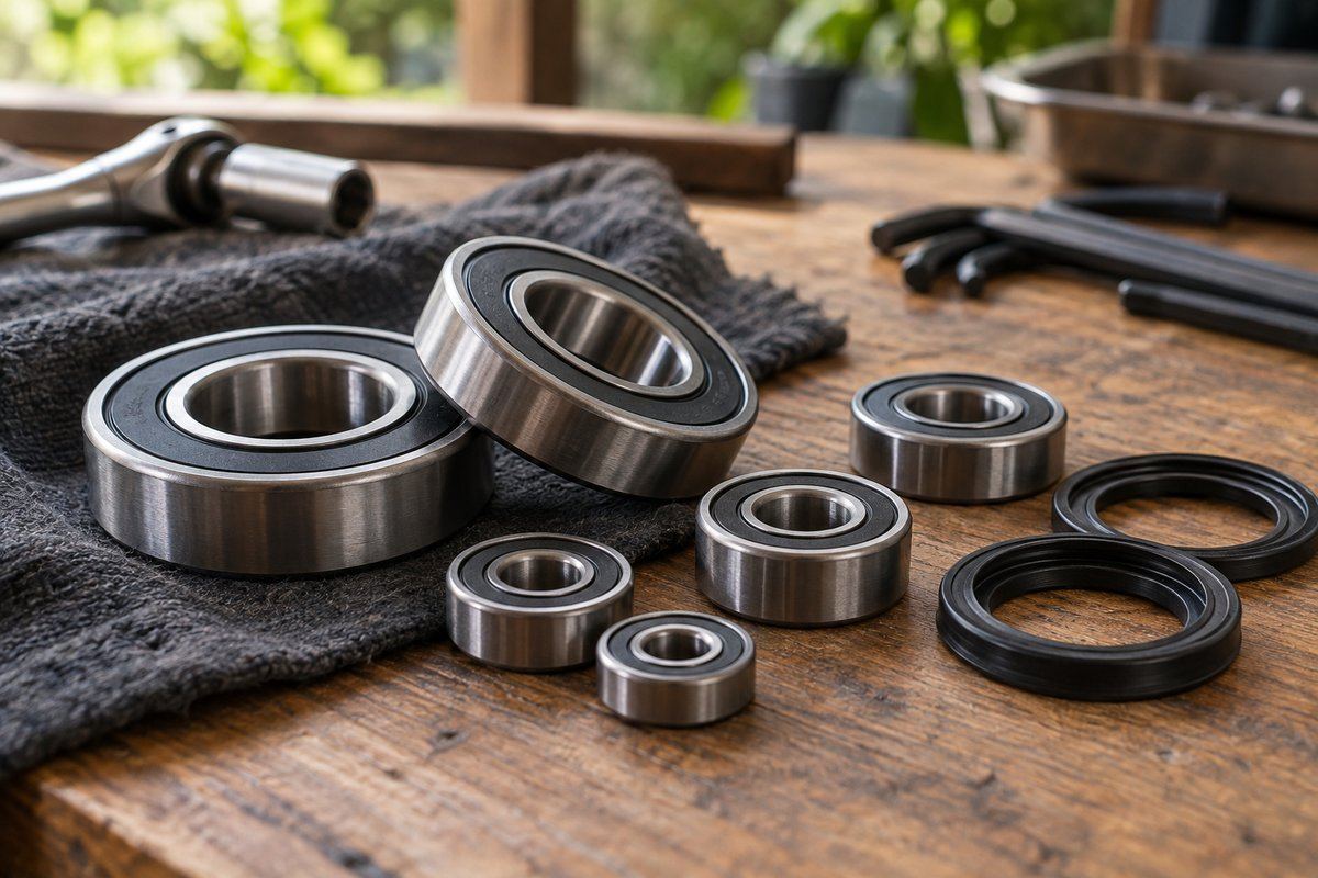 Roulements et joints de moteur de vélo électrique sur un établi